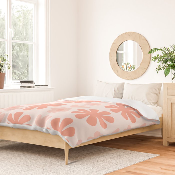 Scandi Floral Grid Retro Pattern in Pale Blush Pink Duvet Cover Gallery Image 2