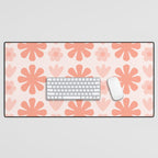 Scandi Floral Grid Retro Pattern in Pale Blush Pink Desk Mat Gallery Image 1
