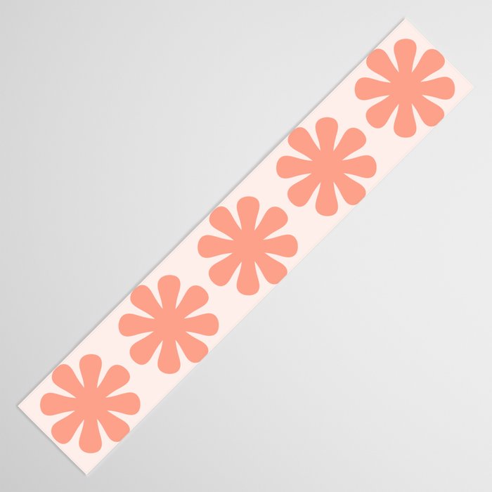 Scandi Floral Grid Retro Pattern in Pale Blush Pink Table Runner Gallery Image 3