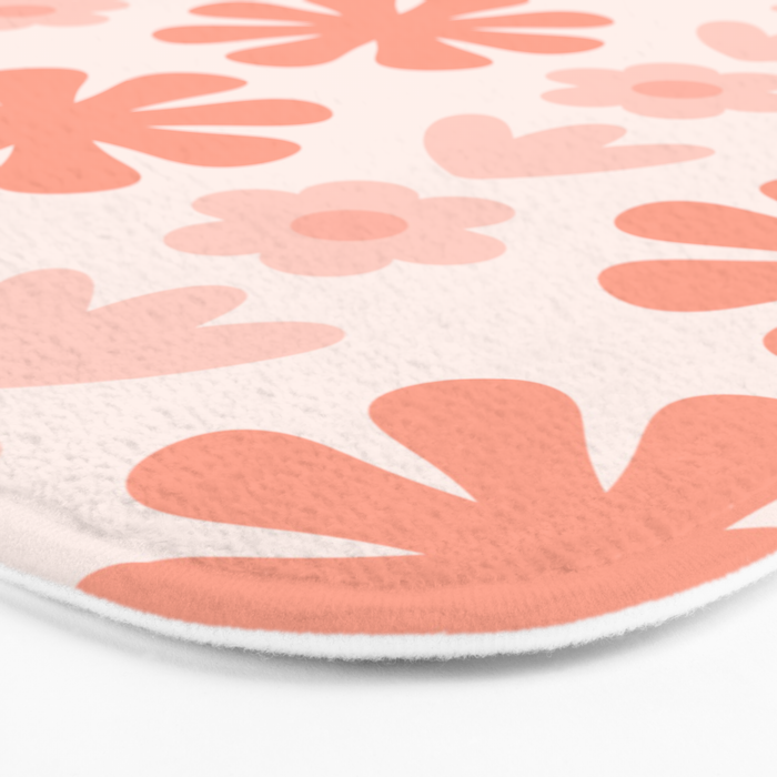 Scandi Floral Grid Retro Pattern in Pale Blush Pink Bath Mat Gallery Image 3