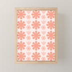Scandi Floral Grid Retro Pattern in Pale Blush Pink Mini Art Print Gallery Image 1