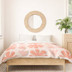 Scandi Floral Grid Retro Pattern in Pale Blush Pink Duvet Cover Gallery Image 3