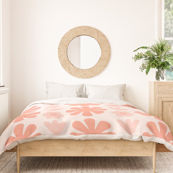 Scandi Floral Grid Retro Pattern in Pale Blush Pink Duvet Cover Gallery Image 3
