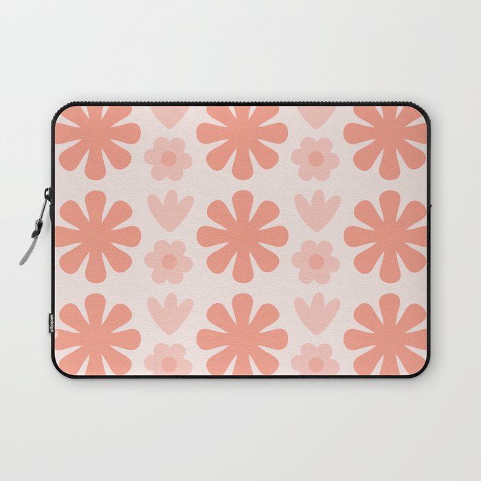 Scandi Floral Grid Retro Pattern in Pale Blush Pink Laptop Sleeve Gallery Image 1