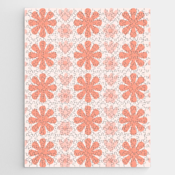 Scandi Floral Grid Retro Pattern in Pale Blush Pink Jigsaw Puzzle Gallery Image 1