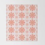 Scandi Floral Grid Retro Pattern in Pale Blush Pink Throw Blanket Gallery Image 2