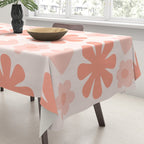 Scandi Floral Grid Retro Pattern in Pale Blush Pink Tablecloth Gallery Image 3