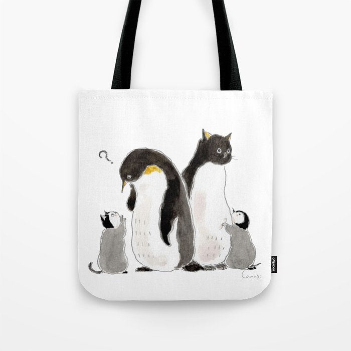 Penguin family cats Tote Bag Gallery Image 1
