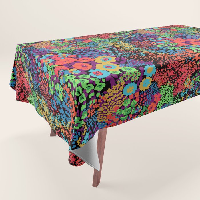 Vintage Floral Neon Tablecloth Gallery Image 1