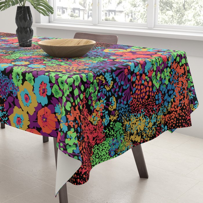 Vintage Floral Neon Tablecloth Gallery Image 3