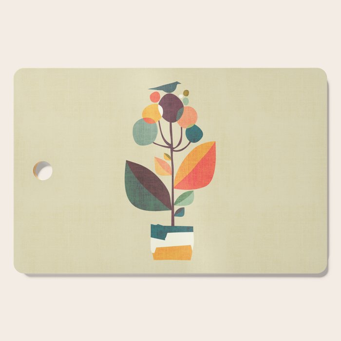 Potted plant with a bird Cutting Board Gallery Image 1