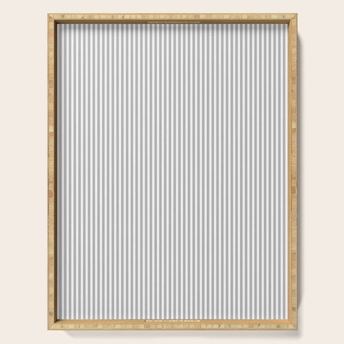 Ultra Fine Stripes Vertical Minimalist Pattern in Gray and White Serving Tray Gallery Image 1
