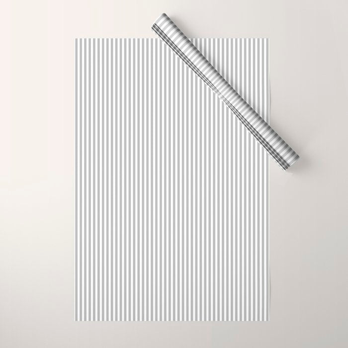 Ultra Fine Stripes Vertical Minimalist Pattern in Gray and White Wrapping Paper Gallery Image 1