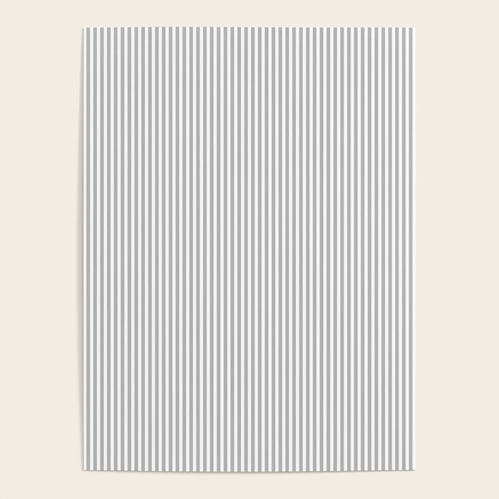 Ultra Fine Stripes Vertical Minimalist Pattern in Gray and White Poster Gallery Image 1