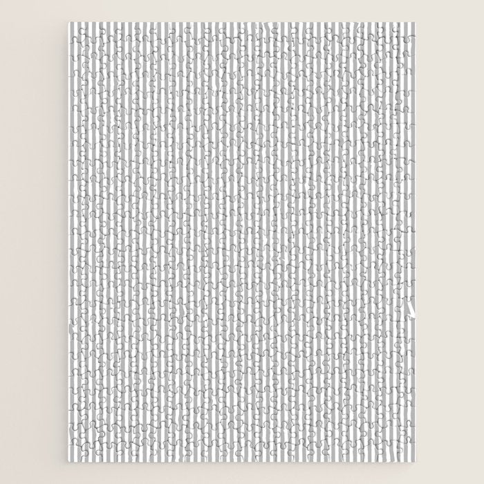 Ultra Fine Stripes Vertical Minimalist Pattern in Gray and White Jigsaw Puzzle Gallery Image 1