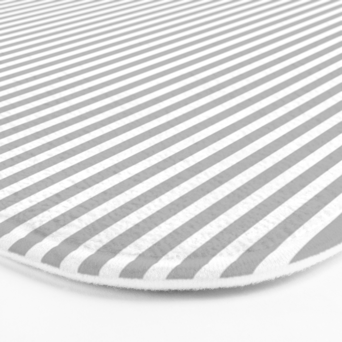 Ultra Fine Stripes Vertical Minimalist Pattern in Gray and White Bath Mat Gallery Image 3