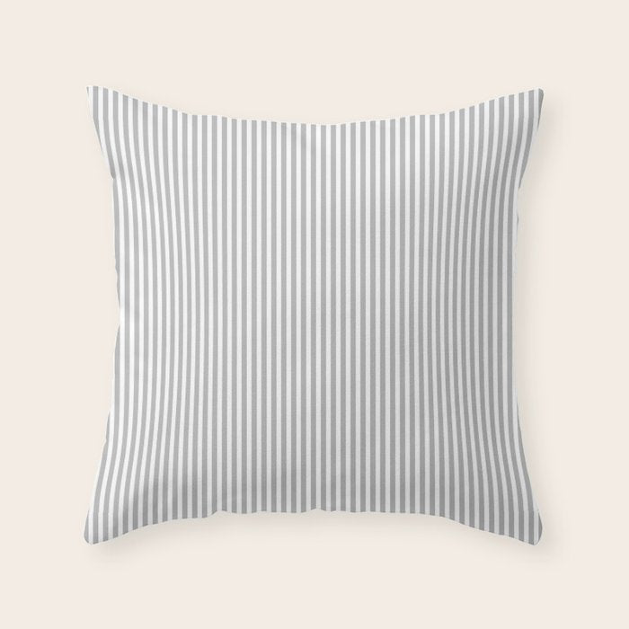 Ultra Fine Stripes Vertical Minimalist Pattern in Gray and White Throw Pillow Gallery Image 1