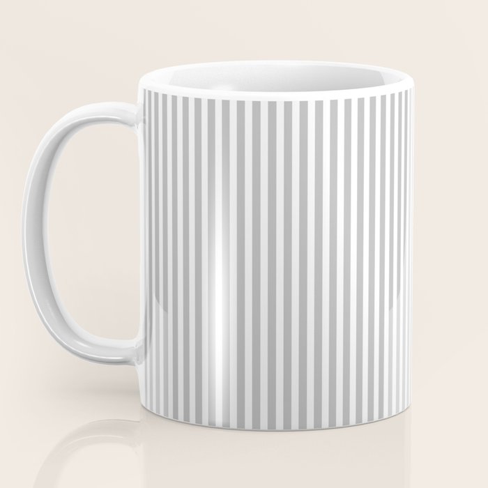 Ultra Fine Stripes Vertical Minimalist Pattern in Gray and White Coffee Mug Gallery Image 3