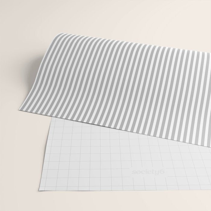 Ultra Fine Stripes Vertical Minimalist Pattern in Gray and White Wrapping Paper Gallery Image 2