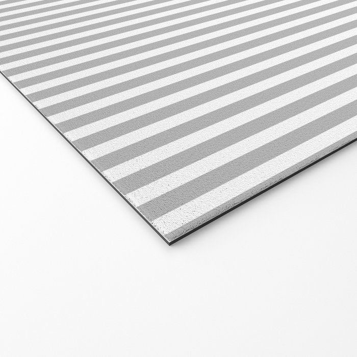Ultra Fine Stripes Vertical Minimalist Pattern in Gray and White Welcome Mat Gallery Image 2