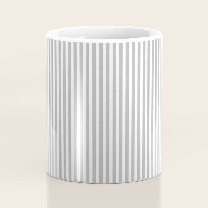 Ultra Fine Stripes Vertical Minimalist Pattern in Gray and White Coffee Mug Gallery Image 4