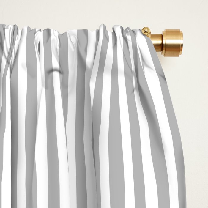 Ultra Fine Stripes Vertical Minimalist Pattern in Gray and White Window Curtain Gallery Image 2