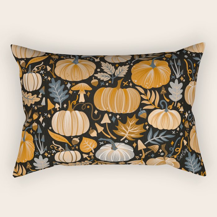 Pumpkin Confetti - Orange on Charcoal Rectangular Pillow Gallery Image 1