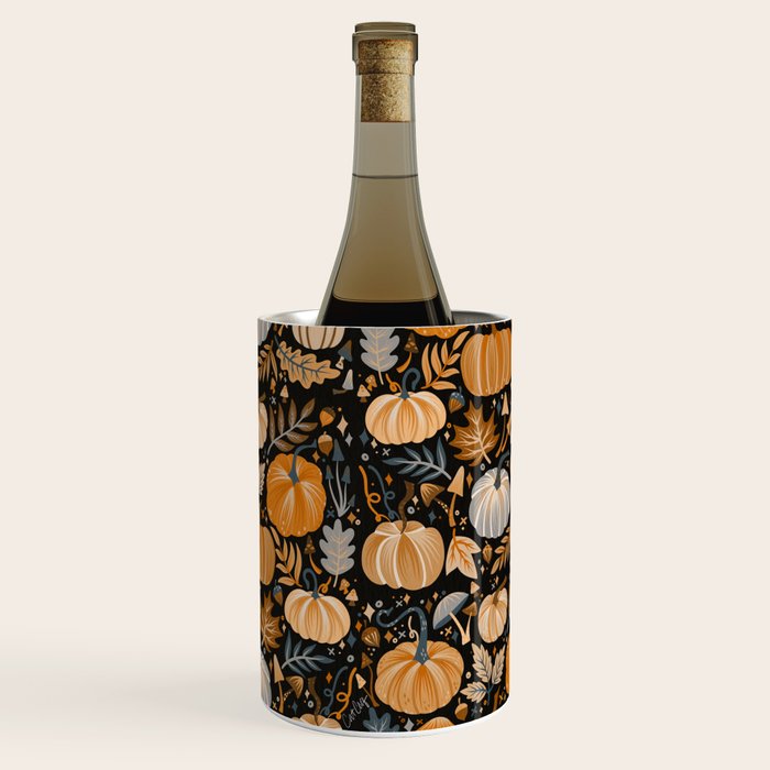 Pumpkin Confetti - Orange on Charcoal Wine Chiller Gallery Image 3