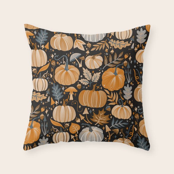 Pumpkin Confetti - Orange on Charcoal Throw Pillow Gallery Image 6