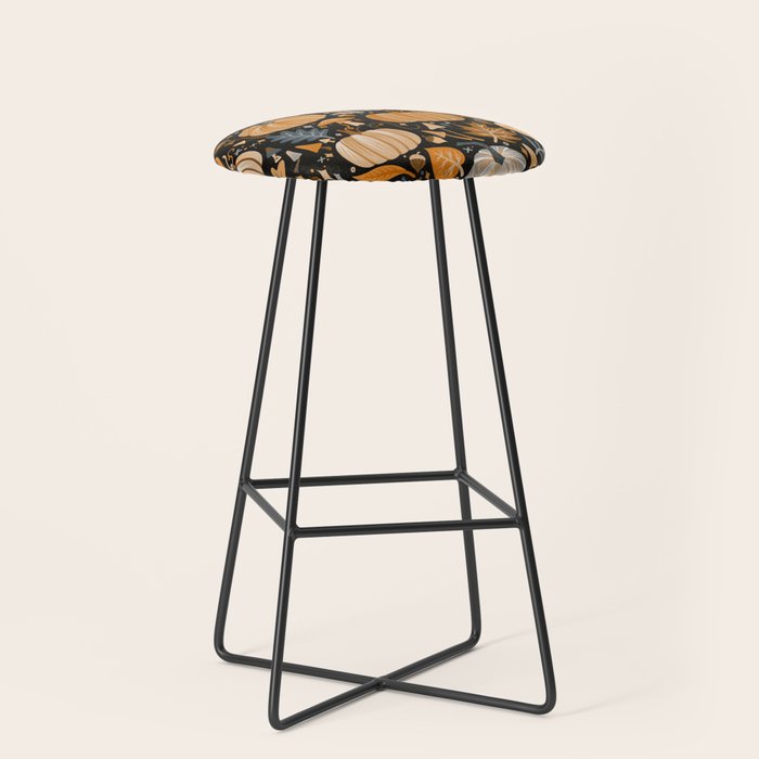 Pumpkin Confetti - Orange on Charcoal Stool Gallery Image 1