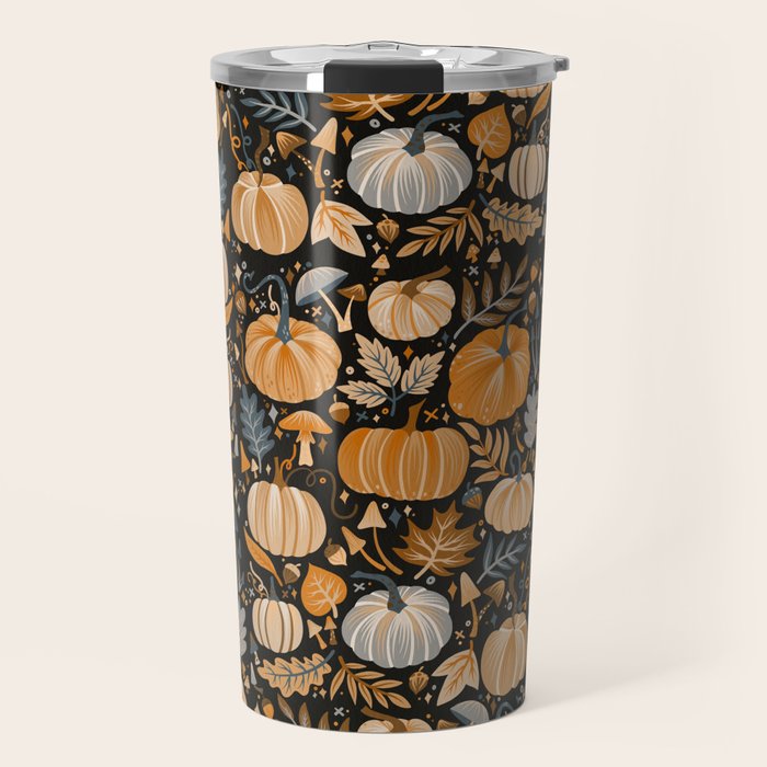 Pumpkin Confetti - Orange on Charcoal Travel Mug Gallery Image 1