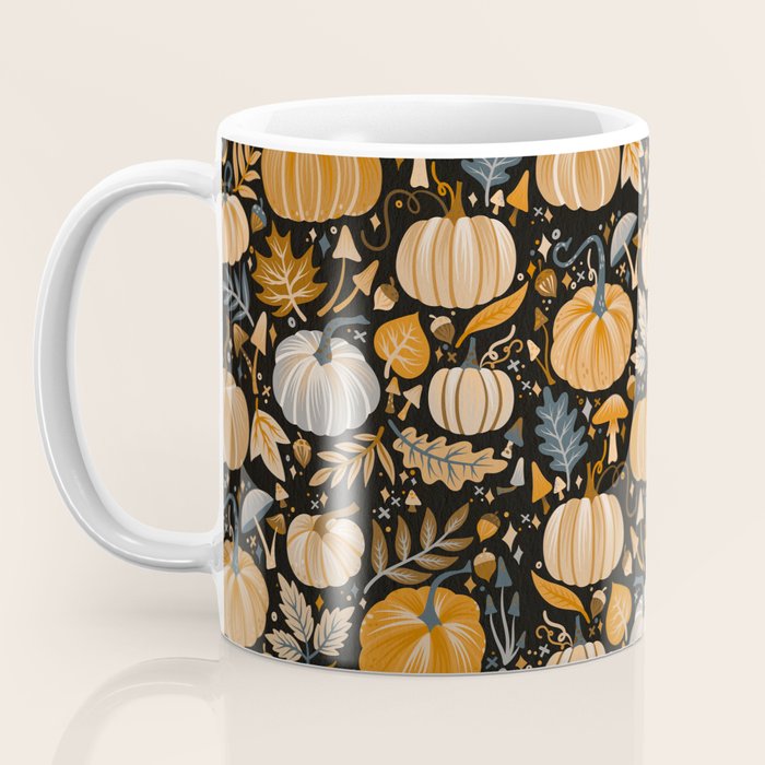 Pumpkin Confetti - Orange on Charcoal Coffee Mug Gallery Image 3