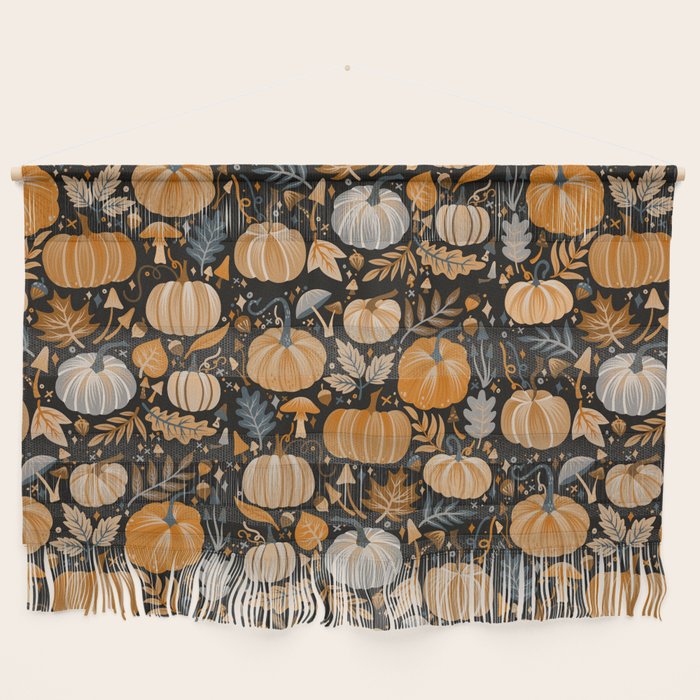 Pumpkin Confetti - Orange on Charcoal Wall Hanging Gallery Image 1