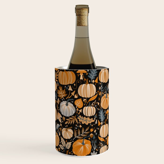 Pumpkin Confetti - Orange on Charcoal Wine Chiller Gallery Image 2
