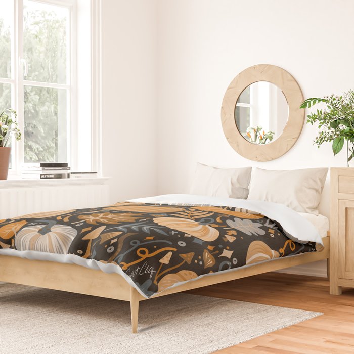 Pumpkin Confetti - Orange on Charcoal Duvet Cover Gallery Image 2