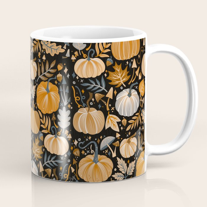 Pumpkin Confetti - Orange on Charcoal Coffee Mug Gallery Image 1