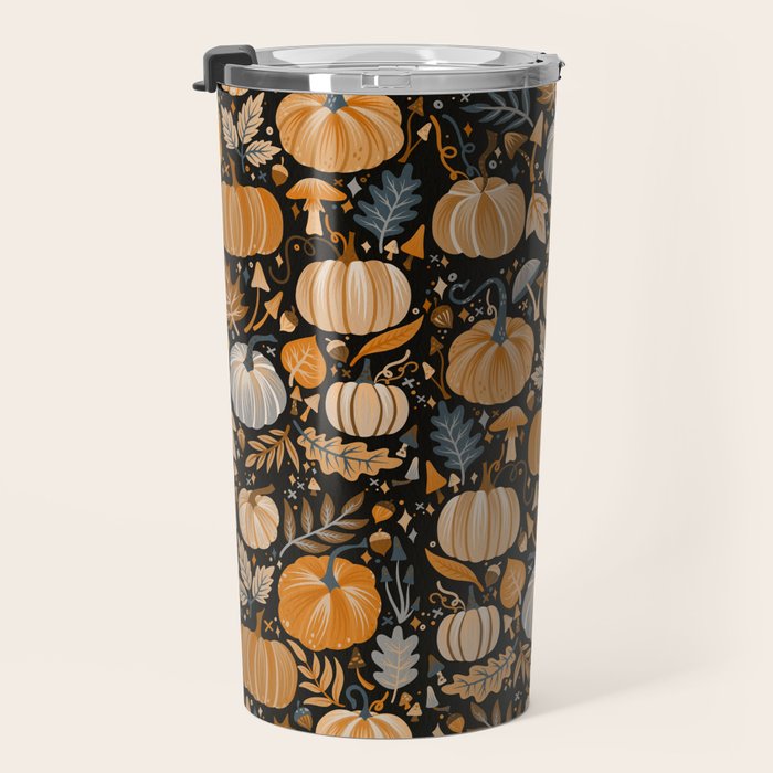 Pumpkin Confetti - Orange on Charcoal Travel Mug Gallery Image 3