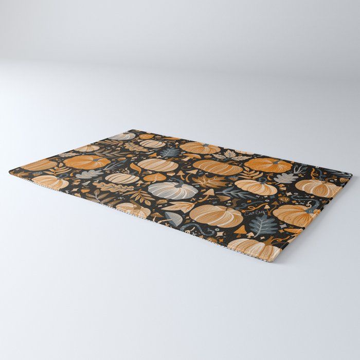 Pumpkin Confetti - Orange on Charcoal Rug Gallery Image 3