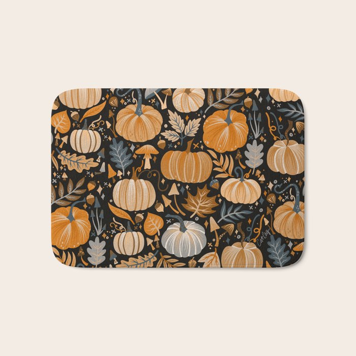 Pumpkin Confetti - Orange on Charcoal Bath Mat Gallery Image 1