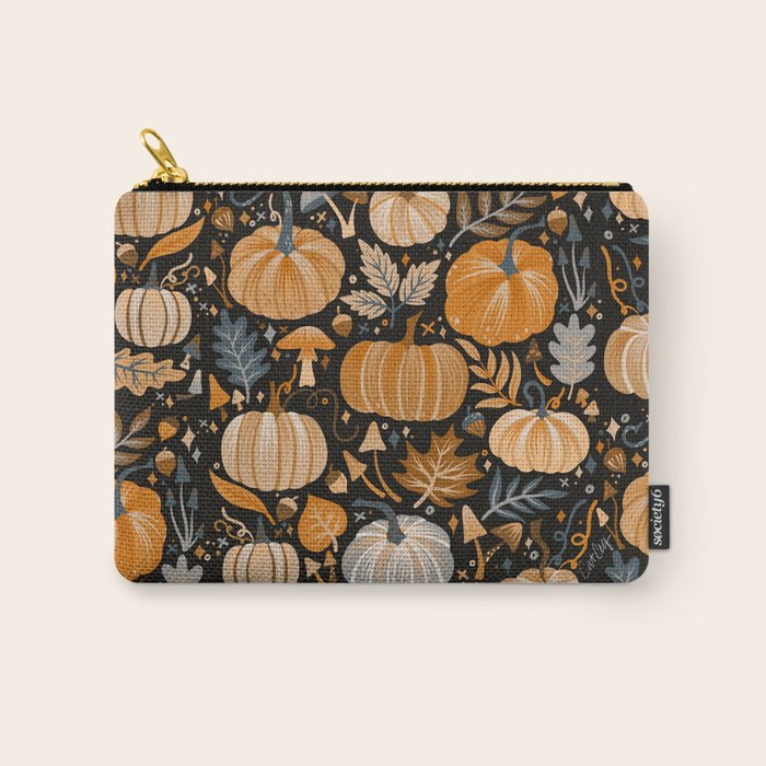 Pumpkin Confetti - Orange on Charcoal Carry All Pouch Gallery Image 1