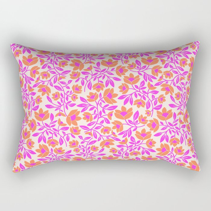 Tropical Blooms Pattern - Pink and Orange Rectangular Pillow Gallery Image 2