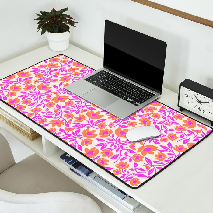 Tropical Blooms Pattern - Pink and Orange Desk Mat Gallery Image 2