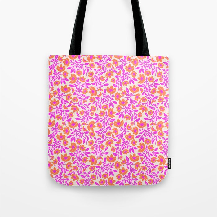 Tropical Blooms Pattern - Pink and Orange Tote Bag Gallery Image 1