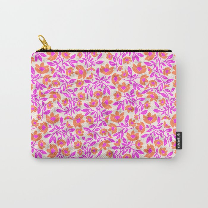 Tropical Blooms Pattern - Pink and Orange Carry All Pouch Gallery Image 1