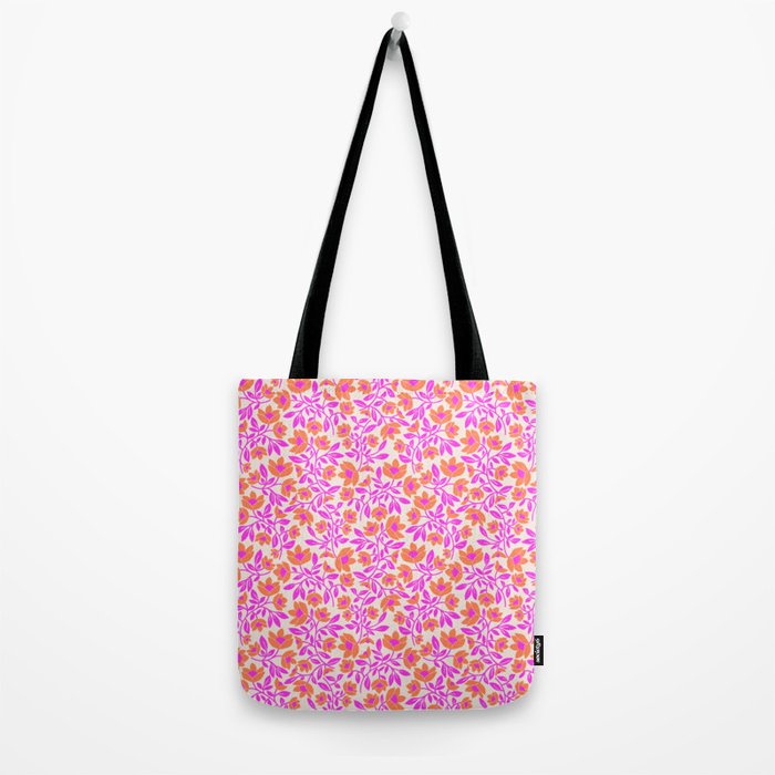 Tropical Blooms Pattern - Pink and Orange Tote Bag Gallery Image 2
