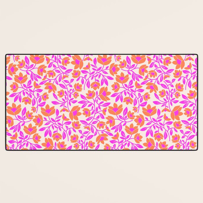 Tropical Blooms Pattern - Pink and Orange Desk Mat Gallery Image 3