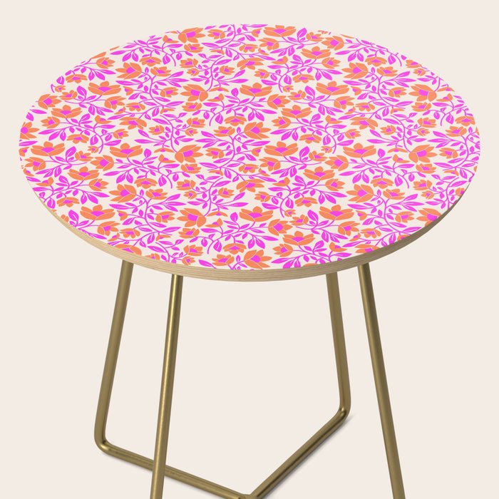 Tropical Blooms Pattern - Pink and Orange Side Table Gallery Image 2