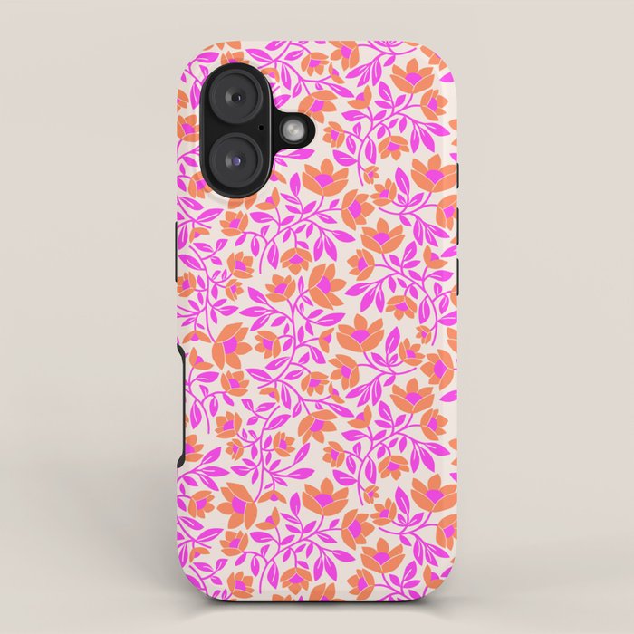 Tropical Blooms Pattern - Pink and Orange iPhone Case Gallery Image 1