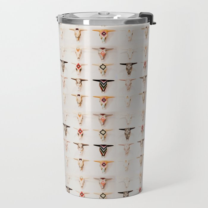 Bull Skulls - Mexican Folk Art Travel Mug Gallery Image 2