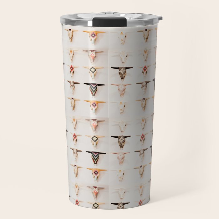 Bull Skulls - Mexican Folk Art Travel Mug Gallery Image 1